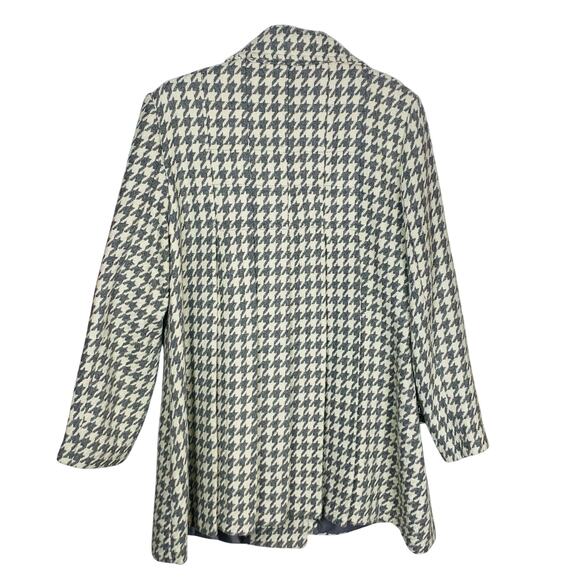 Larry Levine Grey & White Houndstooth Double-Breasted A-Line Coat Size 18 - Picture 2 of 5